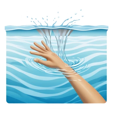 An icon showing a close-up of a swimmer’s hands cutting through the water in a pool. The swimmer is partially submerged, with water ripples and a blurred background, emphasizing the fluid motion and focus. Transparent background highlights the grace and speed of swimming sticker
