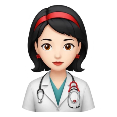 doctor with black hair and red hairclips  sticker