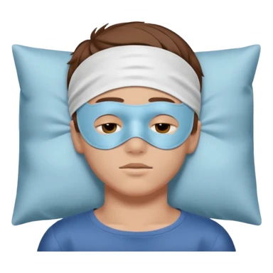 boy with a sleeping mask over head
 sticker