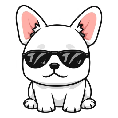 All white Frenchie wearing sunglasses sticker