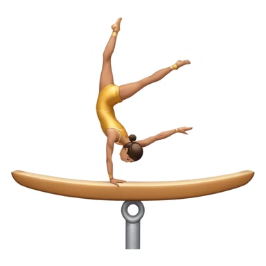 An artistic emoji of a professional sports acrobat performing a stunning balance pose on a narrow beam. The acrobat showcases perfect control, flexibility, and strength, executing an elegant handstand. The background features a bright gymnastics arena with spotlights. sticker