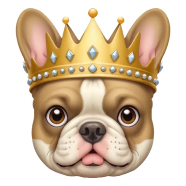 French bulldog wearing a crown sticker