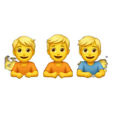 three-little-yellow-boys-with-blonde-hair-sitting-in-a-yellow-and-orange-lake sticker