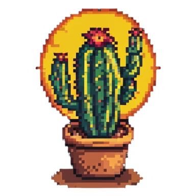cactus in a desert with sun sticker