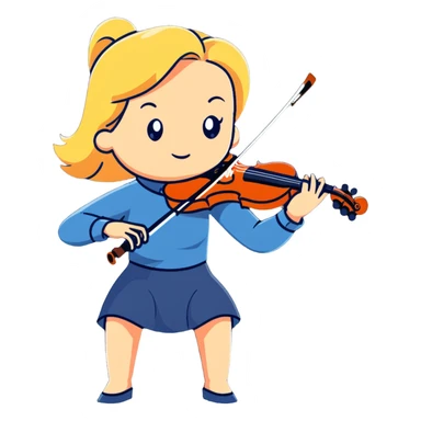 Middle-aged blonde woman playing violin, focused expression sticker
