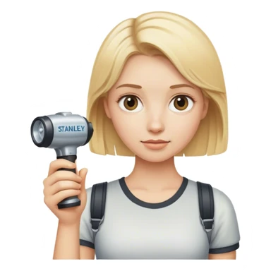 blonde girl with a stanley sticker