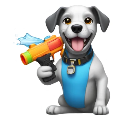 Dog holding a water gun  sticker