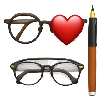 Glasses, pens and English heart sticker
