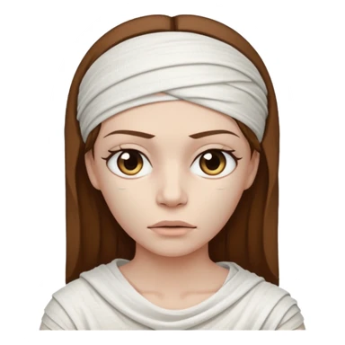 Mummy, his clothes:white T-shirt, brown hair sticker