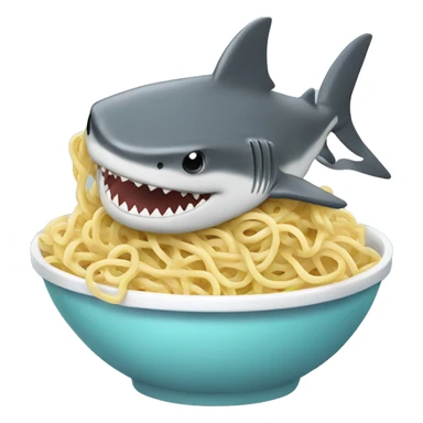 shark eating noodles  sticker