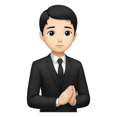young man black hair black suit praying  sticker