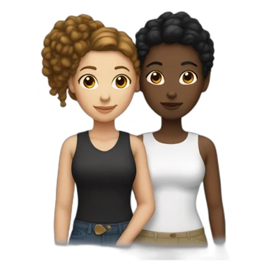 lesbian couple Black girl and White girl sticker