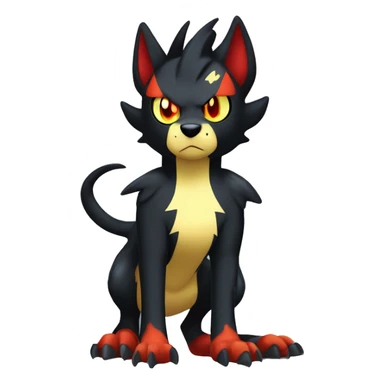 Cool Edgy Litten-Houndoom-Luxray Fakémon Digimon with Edgy markings, full body, outlined sticker