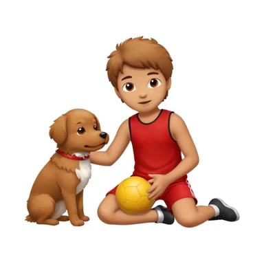 kid and dog playing with ball sticker