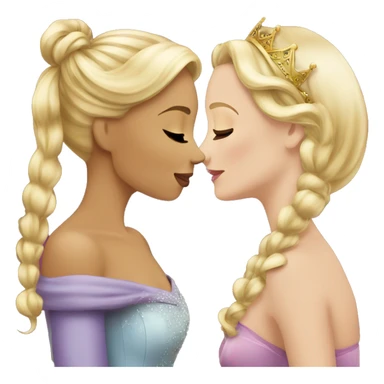 2 women princesses couple blonde kiss sticker