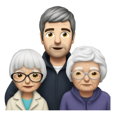 liam and noel gallagher with 3 elderly woman sticker
