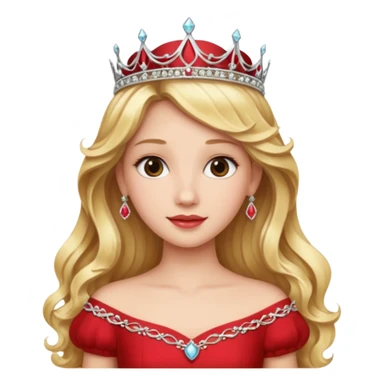 Princess in red Dress with Tiara, long wavy Blonde Hair sticker