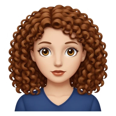 A white woman with brown curly hair and black eyes sticker