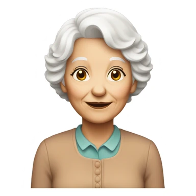 old lady short white hair with side bangs  sticker