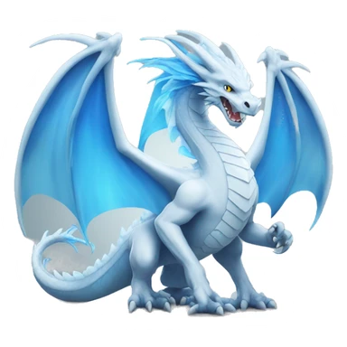 White dragon with blue wings and blue flame  sticker