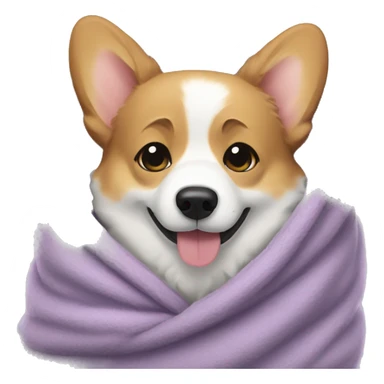 Corgi wrapped in a fluffy blanket sticker