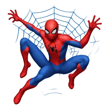 A high-quality die-cut sticker of Spider-Man in a dynamic web-swinging pose. Bold black outlines, classic red and blue suit, vibrant colors, Ben-Day dots textures. Flat 2D vector art style, white border around the edge, isolated on a plain white background, 4k resolution sticker