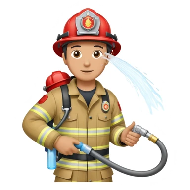 Firefighter spraying fire with hose sticker