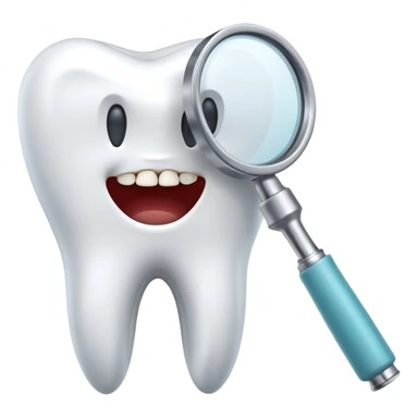 tooth with a small drill and dental mirror, representing root canal treatment sticker