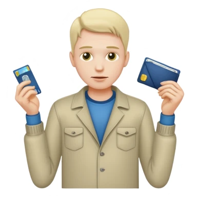 man showing empty pockets sticker