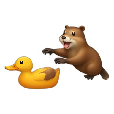 beaver chasing a duck sticker