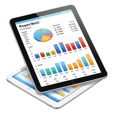 report with charts on a tablet sticker