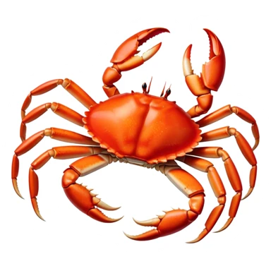 Cinematic rich crab legs, bright red shell glistening, cracked open to reveal tender white meat, warm golden highlights, detailed and delicious. sticker