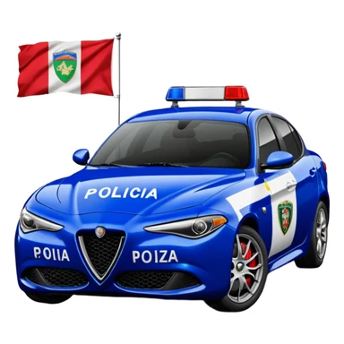 crea auto di servzio alfa romeo giulia colore nero con la scritta polizia penitenziaria e la bandiera italiana sticker