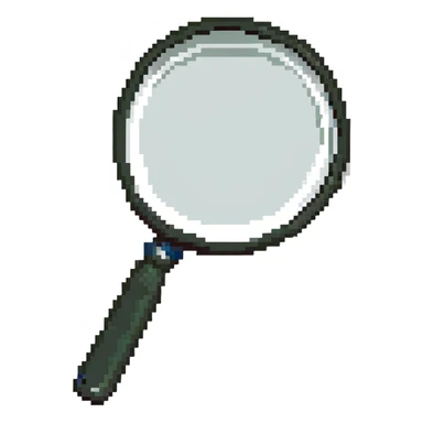 A detailed magnifying glass showing pixel details sticker