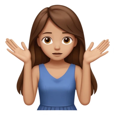 girl that doesn't care, she is like whatever, brown long hair, cute dress and her hands showing like i don't know whatever, make her look little bit bored sticker