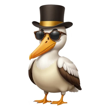 pelican with poise, wearing sunglasses and formal top hat sticker