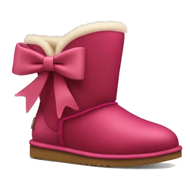 Realistic pair of raspberry color Ugg fur boots with ribbon bows. sticker