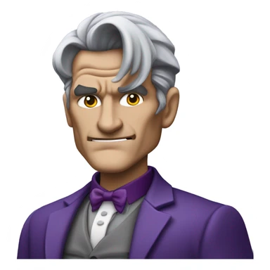 Two-face, harvey dent, batman villian, right side of face purple, grey hair, fully  body character sticker