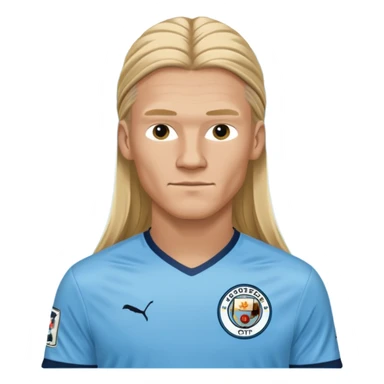 Erling Haaland long hair doing the lotus Manchester city  sticker