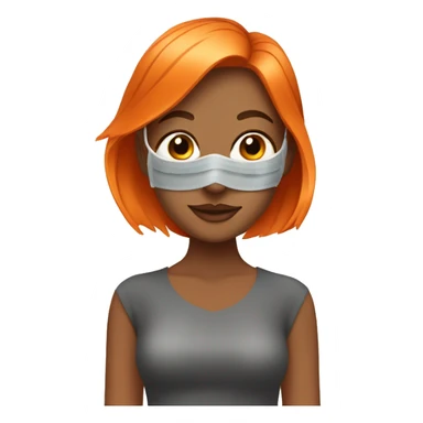 Tan girl with orange hair with face mask spa beauty full face relaxing sticker