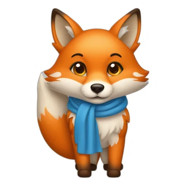 fox with orange fur and a whitish snout with a blue scarf around its neck covering its mouth sticker