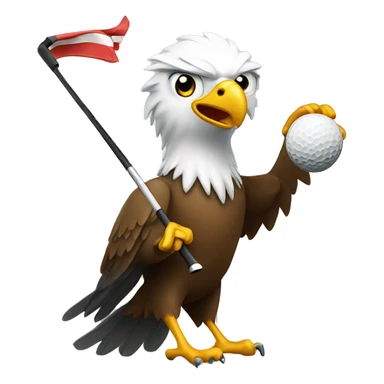 Eagle playing golf celebrating  sticker