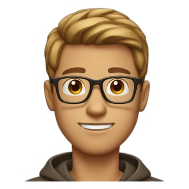 Young man with big nose in glasses brown short hair cute sticker
