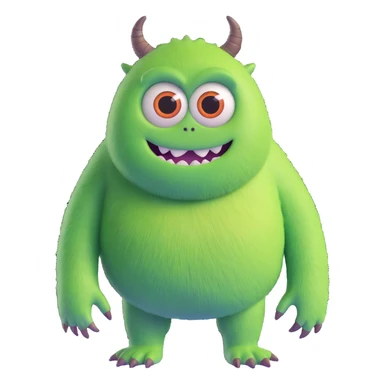 friendly colorful monster with big eyes and fuzzy body like in Monsters Inc sticker