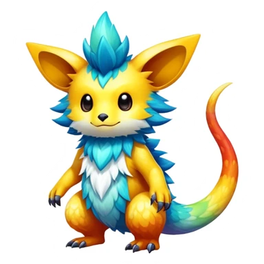 Exotic shiny rare multi-colored epic cute Fakémon-creature, full body, with random markings sticker