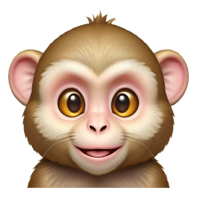 Cinematic Cute Macaque Portrait Emoji, Head tilted playfully and inquisitively, with a charmingly mischievous face accented by soft, fuzzy fur and round, sparkling eyes filled with curiosity, Simplified yet irresistibly adorable features, highly detailed, glowing with a warm, friendly glow, high shine, affectionate and lively, stylized with a touch of primate whimsy, bright and endearing, soft glowing outline, capturing the essence of a playful macaque that seems as if it could jump out of the screen into your arms! sticker