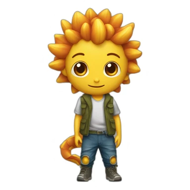 Niño con cápsula en forma de salamandra sticker