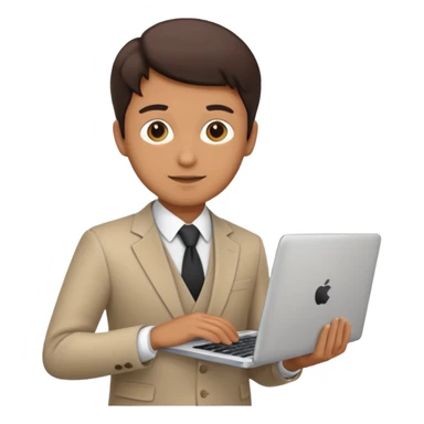 A DEVELOPER WITH A laptop, USING FORMAL CLOTHES sticker