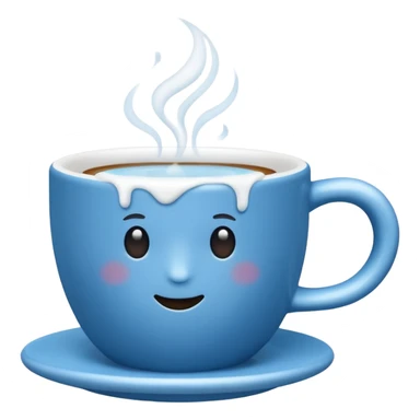blue coffee cup with steam, no face sticker