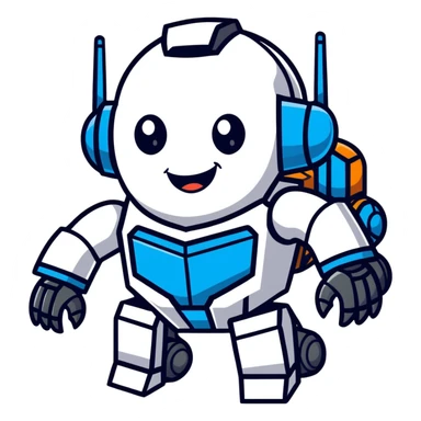 futuristic transformer robot with a big grin laughing sticker